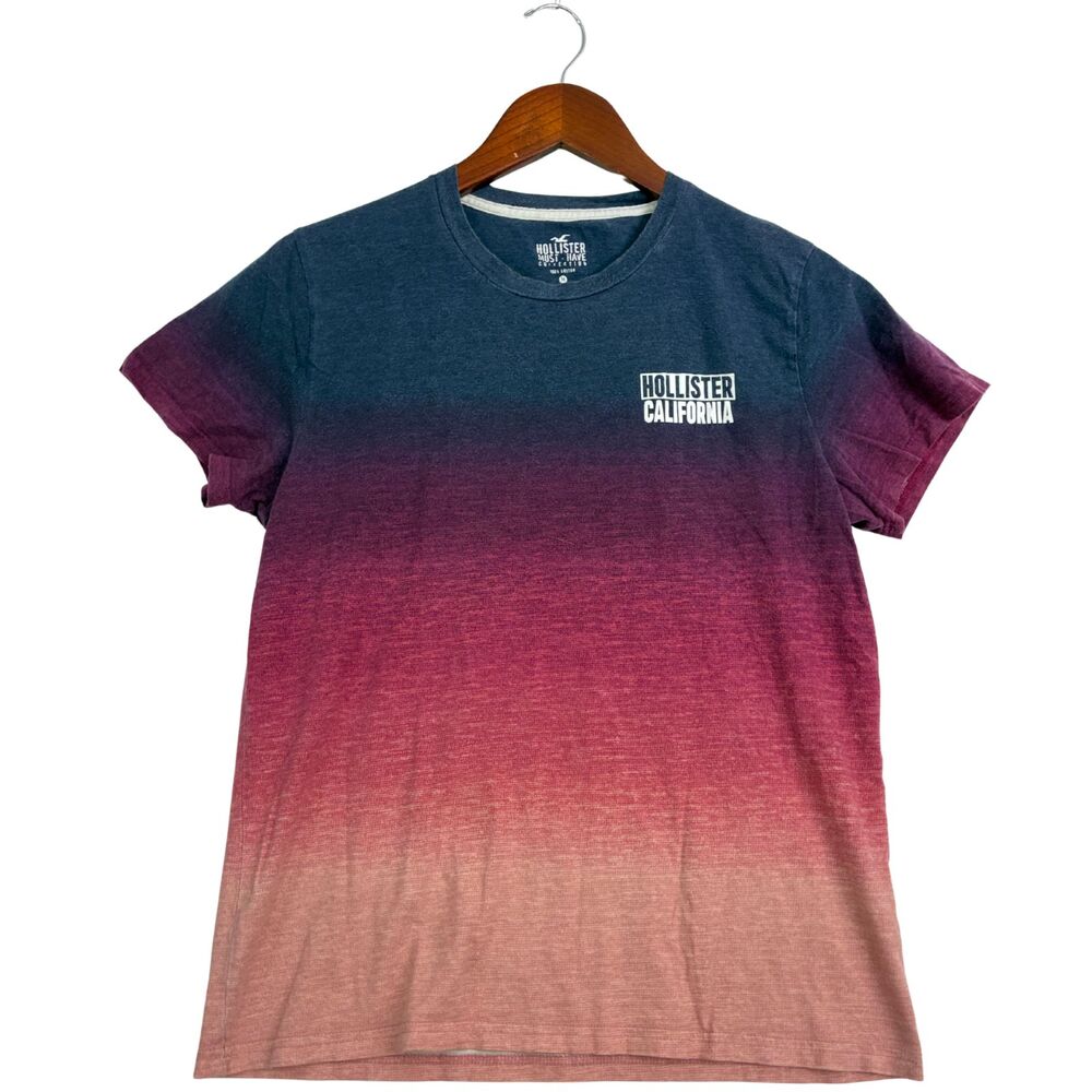 Hollister California Must Have Collection Mens M Ombre Graphic T Shirt Blue Red